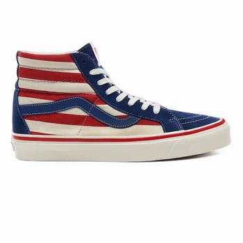 Vans Anaheim Factory Sk8-Hi 38 DX - Naisten Korkeavartiset tennarit - Sininen/Punainen Raita